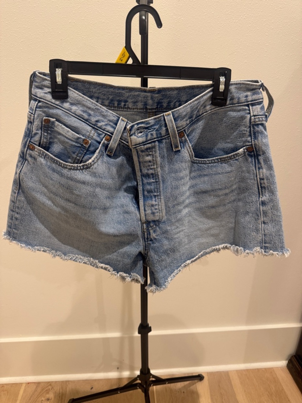 Levi's 501 Light Blue Distressed Denim Cutoff Shorts